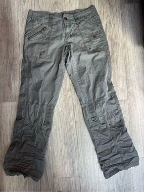 Vintage Suko Low Rise Utility Cargo Pants Grey Ruched D-Ring Y2K Size 7